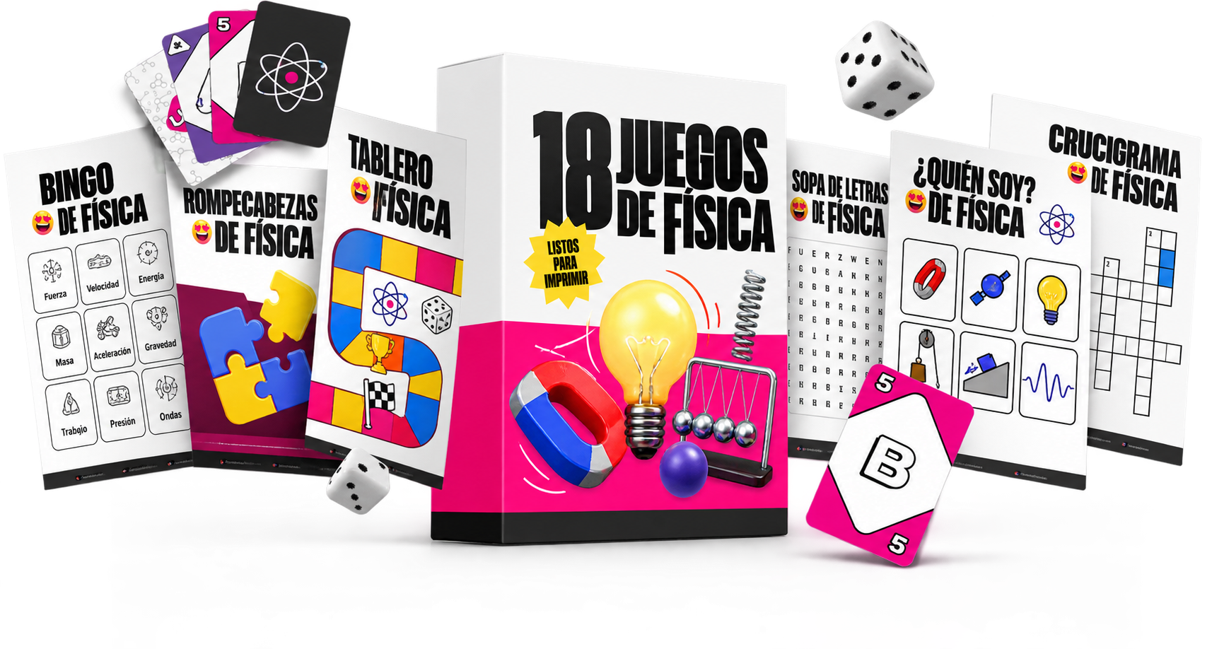 Paquete de 18 juegos de física en español listos para imprimir